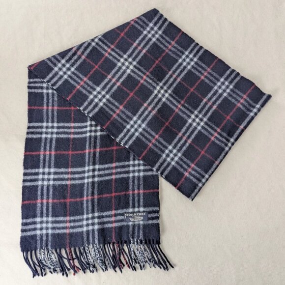 Burberry Accessories - Burberry Used Designer Scarf Blue – Unisex Lambswool – Elegant Winter Accessory.